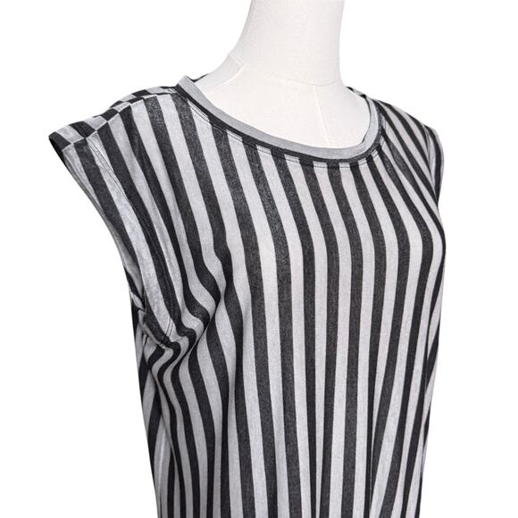 DIESEL Striped T-Shirt Dress Mini Size M Viscose Fabric Sleeveless - Picture 4 of 8